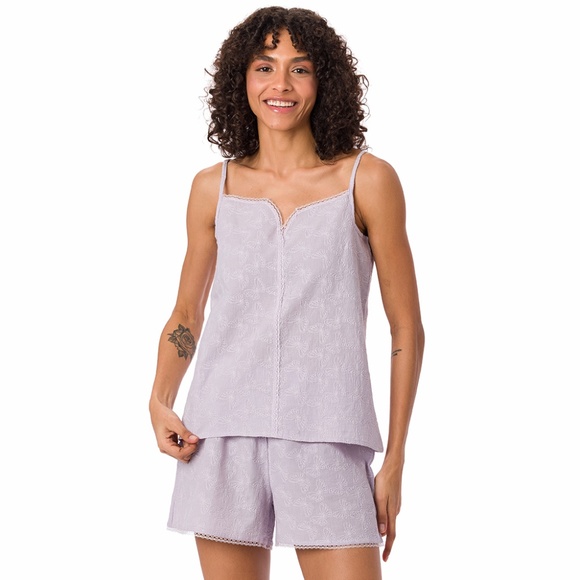 Suvi NYC women's 2-piece short pajama set Strap top and shorts 100% Cotton - Picture 1 of 15